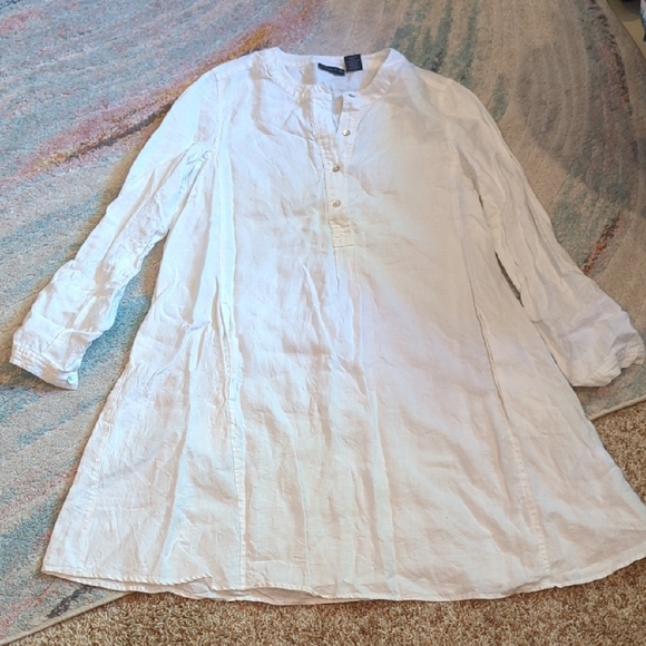 Tahari Dresses & Skirts - Tahari Women's Size Extra Small 100% Organic Linen Dress White Pockets